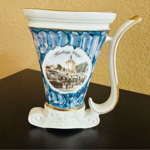 Karlovy Vary Vintage Sipping Cup Blue and White Chodov Czech Republic